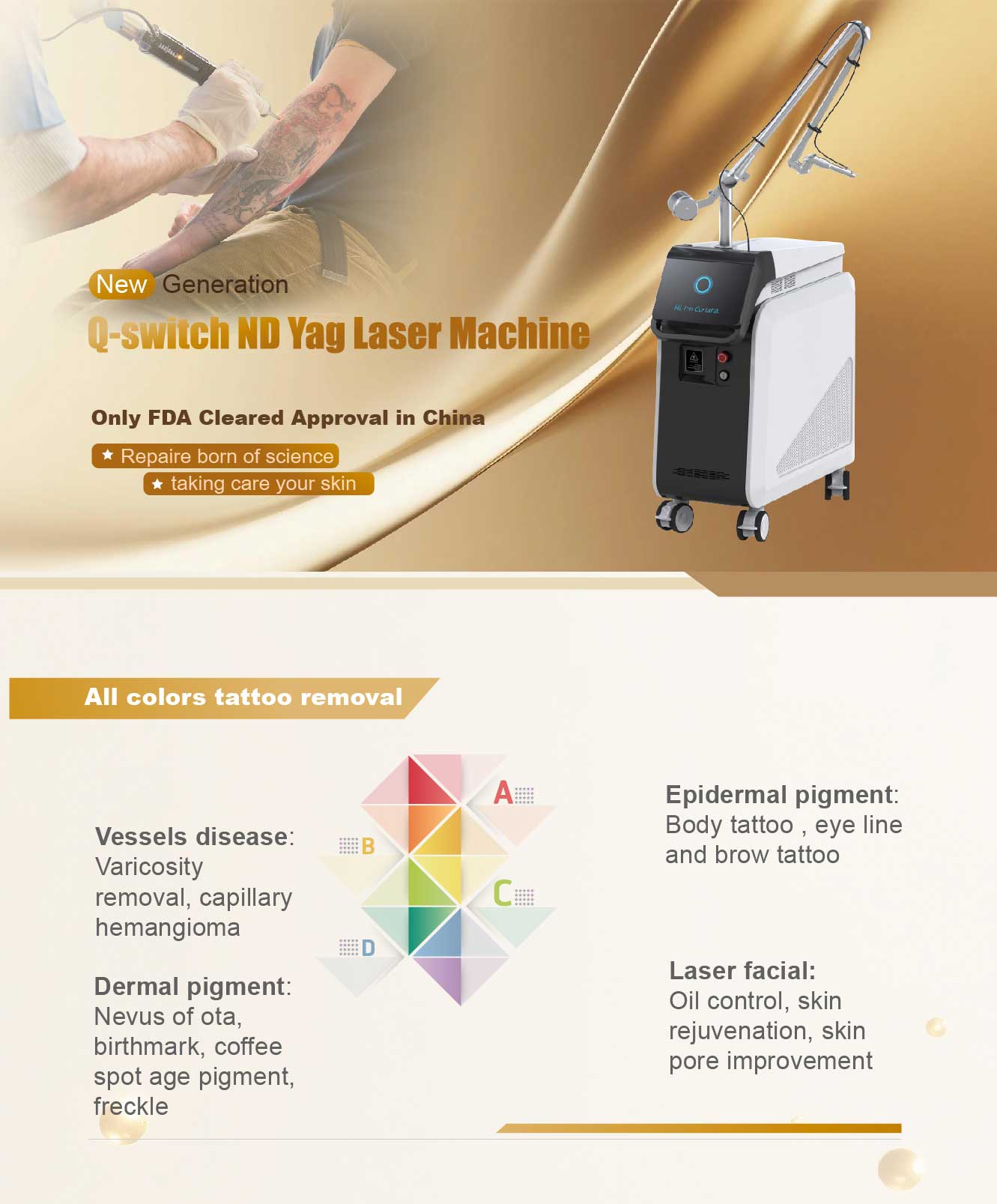 ND yag laser machine for pigment removal
